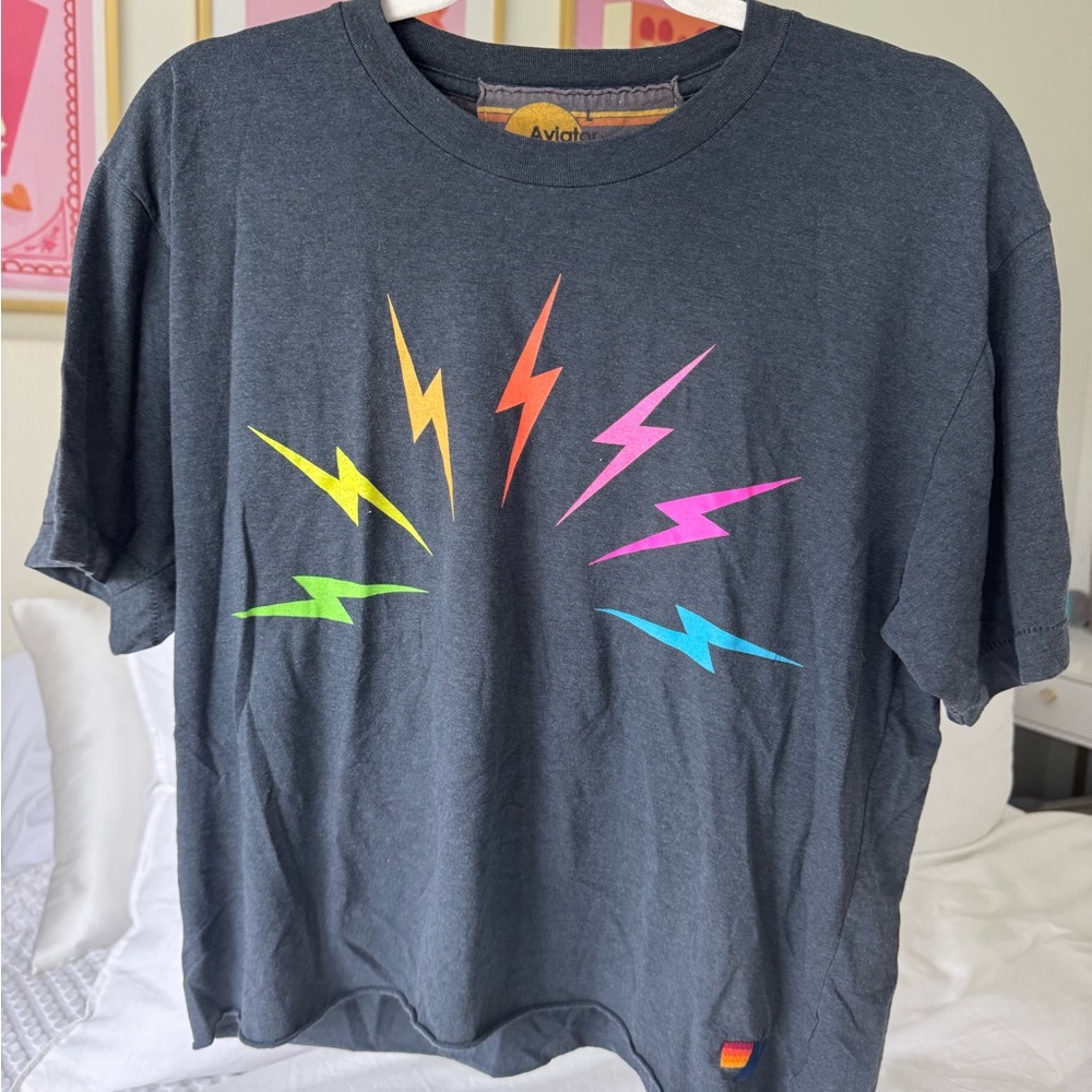 Aviator Nation dark grey cropped tee